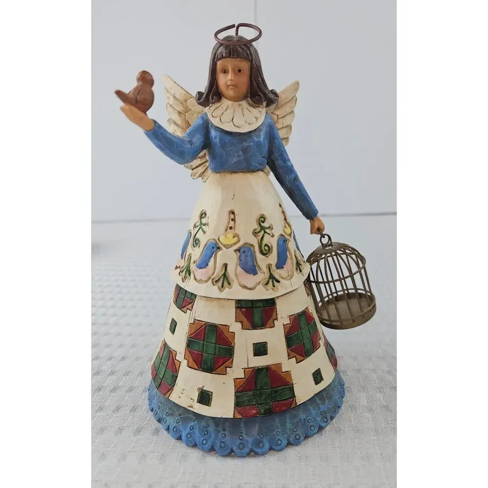 Jim Shore‎ 2002 Angel Figurine with birds, Heartwood Creek , Enesco C105168